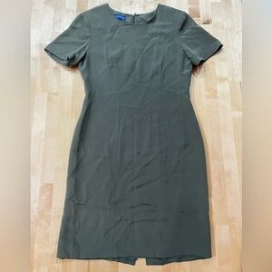 Charter Club Vintage Green Silk Pencil Dress with Shoulder Pads